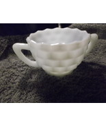 Jeanette Milk Glass Cubist Pattern Sugar Bowl with Double Handles  - $418.15 MXN