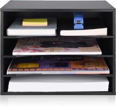 Emerit Wood Desktop Organizer Paper Storage Letter Tray File Sorter For, Black - £35.94 GBP