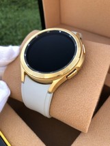 Custom 24k Gold 47mm Plated Samsung Galaxy Watch 6 Gold Bezel Gray Fabri... - $1,139.05