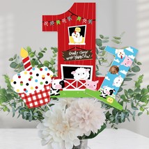 1st Birthday Farm Animals - Barnyard First Birthday Party Centerpiece Sticks - T - £15.67 GBP