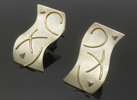 Peters Designs 925 Silver &amp; 14K Gold - Vintage Modernist Drop Earrings - EG6818 - £54.06 GBP