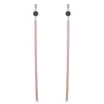 Black Acrylic &amp; 18K Rose Gold-Plated Long Tassel Drop Earrings - £11.98 GBP