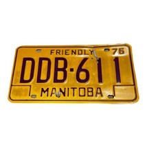 Vtg 1976 Manitoba Canada Collectible License Plate Original Yellow Tag DDB 611 - £21.90 GBP