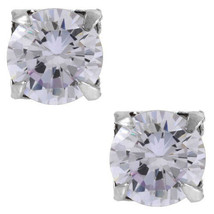 Lavender Round Cut CZ .925 Sterling Silver Magnetic Stud Earrings No Piercing - £9.91 GBP+