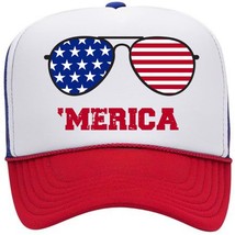 &#39;MERICA American Patriotism Hat Cap Foam Trucker Style Mesh Snapback - £15.50 GBP