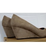 CL by Laundry Women&#39;s Suede Wedge Slip on Dress Pumps Shoes Dark Taupe S... - $39.58 CAD
