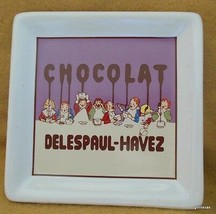 Pottery Barn Square  Despaul - Havez Coaster Purple  4.5&quot; Cork Back Choc... - £11.76 GBP