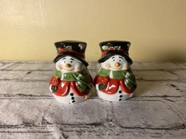 Vintage Snowman Salt And Pepper Shakers Set Porcelain - £11.76 GBP