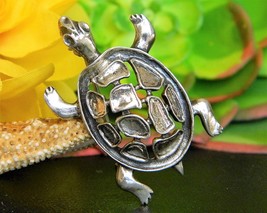 Vintage turtle tortoise brooch pin sterling silver jewelart figural thumb200