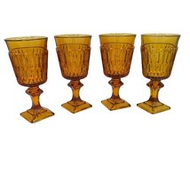 Mt. Vernon Indiana Amber Glass 4 oz Square Footed Juice Water Stemmed Glass 5.5&quot; - £18.45 GBP