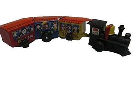 Vintage Wind Up Tin Toy Train with 3 Caboose Express, Comic, Zig-Zag - £61.78 GBP