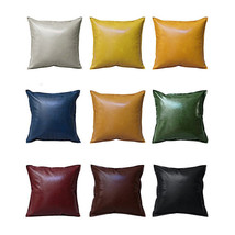Vintage Faux Leather Throw Pillow Covers Sofa Cushion Cover 18&quot;x18&quot; Home Decor - £18.09 GBP