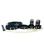 7 Piece Black Leather Tango Bondage Set with Gold Hardware, BDSM Fetish ... - £331.86 GBP
