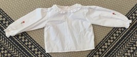 Baby Girl’s Vintage White Dress Shirt With Flower Sleeve Size 24 Months - $14.01