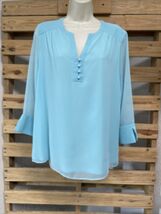 Charter Club Teal Sheer Long Sleeve Blouse Woman&#39;s Size L KG JD - $9.89