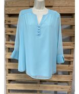 Charter Club Teal Sheer Long Sleeve Blouse Woman&#39;s Size L KG JD - $181.42 MXN