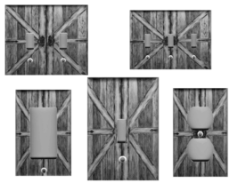 GREY BARN DOORS Image Home Decor Light Switch Plates and Outlets Home Decor - £5.65 GBP+