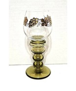 Vintage Gilded German Roemer Olive Green 7&quot; Wine Glass Goblet Grapes Prunts - $176.88 MXN