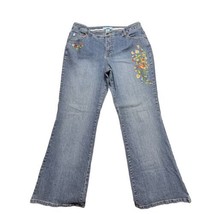 Duplex By Tyte Jeans Women&#39;s 20 Bootcut Blue Denim Pants Embroidered Fla... - $21.66