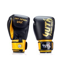 Yuth gold line muay thai gloves black gold thumb200