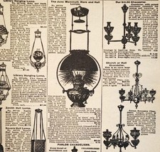 1900 Hanging Lamps Chandelier Advertisement Victorian Sears Roebuck 5.25... - $17.50