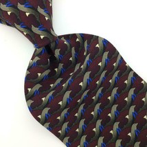 Nature Conservancy Tie Dolphin Fish Maroon Gray Silk Necktie Blue Ties IN16-232 - £12.65 GBP