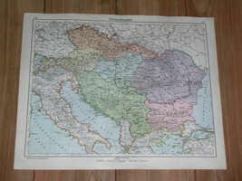 1935 Vintage Map Of Yugoslavia Romania Bulgaria Hungary Czechoslovakia Poland - $28.85