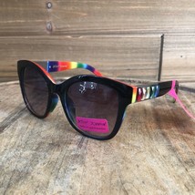 NWT Betsey Johnson Black Square Lens Sunglasses Rainbow studs and arm - £22.29 GBP