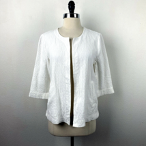 Eileen Fisher XS White Texture Organic Cotton Cardigan Jacket Open Front... - $34.65