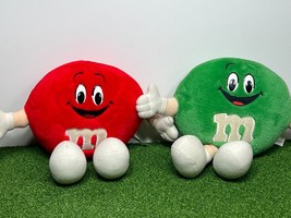 Lot of two RED GREEN 1994 vintage 14&quot; red M&amp;M MARS Inc. STUFFED doll PLUSH - £9.89 GBP