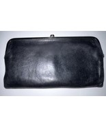 Hobo Lauren Clutch Wallet Black Leather Double Kisslock Silver Hardware LOW - €30,03 EUR