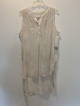 KNOX ROSE size 1X SEMI-SHEER IVORY EMBROIDERED HIGH-LOW SLEEVELESS TUNIC... - $19.78
