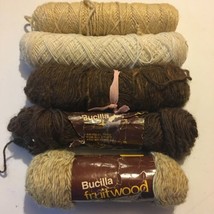 Vintage Bucilla Fruitwood Yarn Various 5 Skien lot Set Brown Beige Cream - $18.80