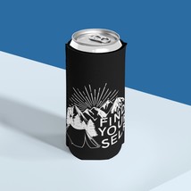 Slim Can Cooler - Black and White Tent Illustration - $15.45
