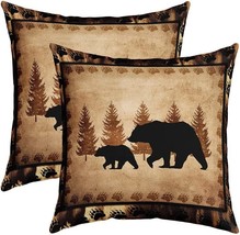 Bear Throw Pillow Covers 18&quot; X 18&quot;, Set Of 2, Soft Wild Animal Cushion Covers - £30.34 GBP
