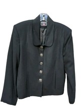 VINCI Clothiers Vintage Long Sleeve Large Buttons Wool Black Jacket Blaz... - £18.99 GBP