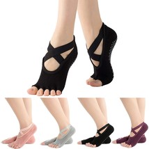 4 Pairs Non Slip Pilates Socks,Yoga Socks For Women, Women&#39;S Yoga Socks With Toe - £22.48 GBP