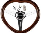 340mm Heart Shape Solid Wooden Chrome Steering Wheel - £79.92 GBP+