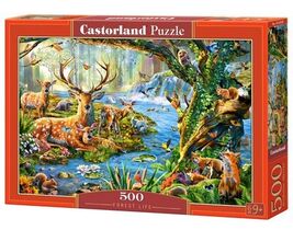 500 Piece Jigsaw Puzzle, Forest Life, Charming view of deer and animals ... - $17.94
