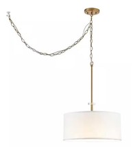 Home Decorators Collection Dawson 1-Light Aged Brass Pendant with White Fabric - £47.74 GBP