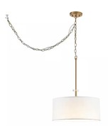 Home Decorators Collection Dawson 1-Light Aged Brass Pendant with White ... - £47.21 GBP