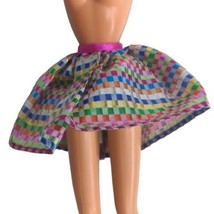 Vintage 90s Barbie Doll Mini Skirt Plaid Colorful Shiny Disco Ball Pink - £3.49 GBP