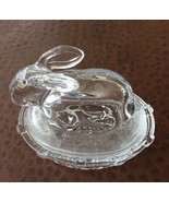 Bunny on Basket Glass Covered Candy Dish - £12.01 GBP
