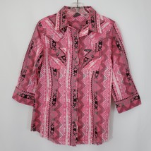 Southern Thread Pearl Snap Western Shirt Women&#39;s Size M Convertible Sleeves - £9.57 GBP
