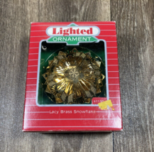 1987 Hallmark Lighted Ornament Lacy Brass Snowflake - $10.99
