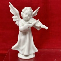 Kunstporzellan Germany Porcelain 3.5&quot; Angel Figurines VTG Playing Violin - £15.46 GBP