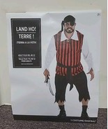 Pirate Halloween Costume Men&#39;s Adult XXL 48-52 Red Black Stripe Shirt Pa... - $14.15