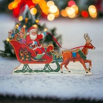 Wooden Musical Reindeer Sleigh Has Motion Christmas Winter Vintage 70s VIDEO - £31.74 GBP