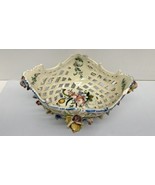 ANTIQUE Molded Floral Large Bowl Centerpiece Stunning! Made In Italy Cap... - $54.66