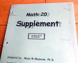 Santa Monica College math 20 Supplement by Moya Mazoriw - $17.25